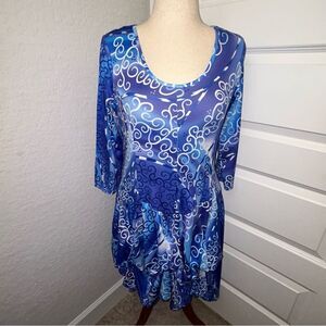 Tango Mango 3/4 Length Sleeve Layered Tunic Top Dress